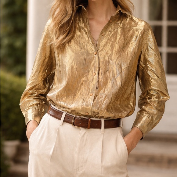 marc d’alcy paris Tops - Vintage Marc D’Alcy Paris Metallic Gold Blouse